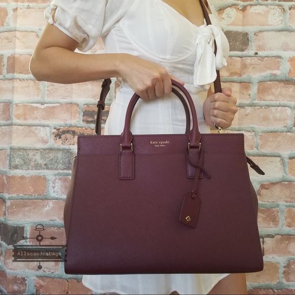 Kate spade LARGE satchel crossbody CHERRYWOOD bag - Picture 7 of 8